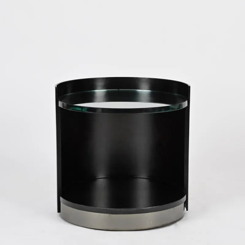 Hot Pamono Nightstand or Side Table in Lacquered Wood and Crystal by G. Moscatelli, Italy, 1970s