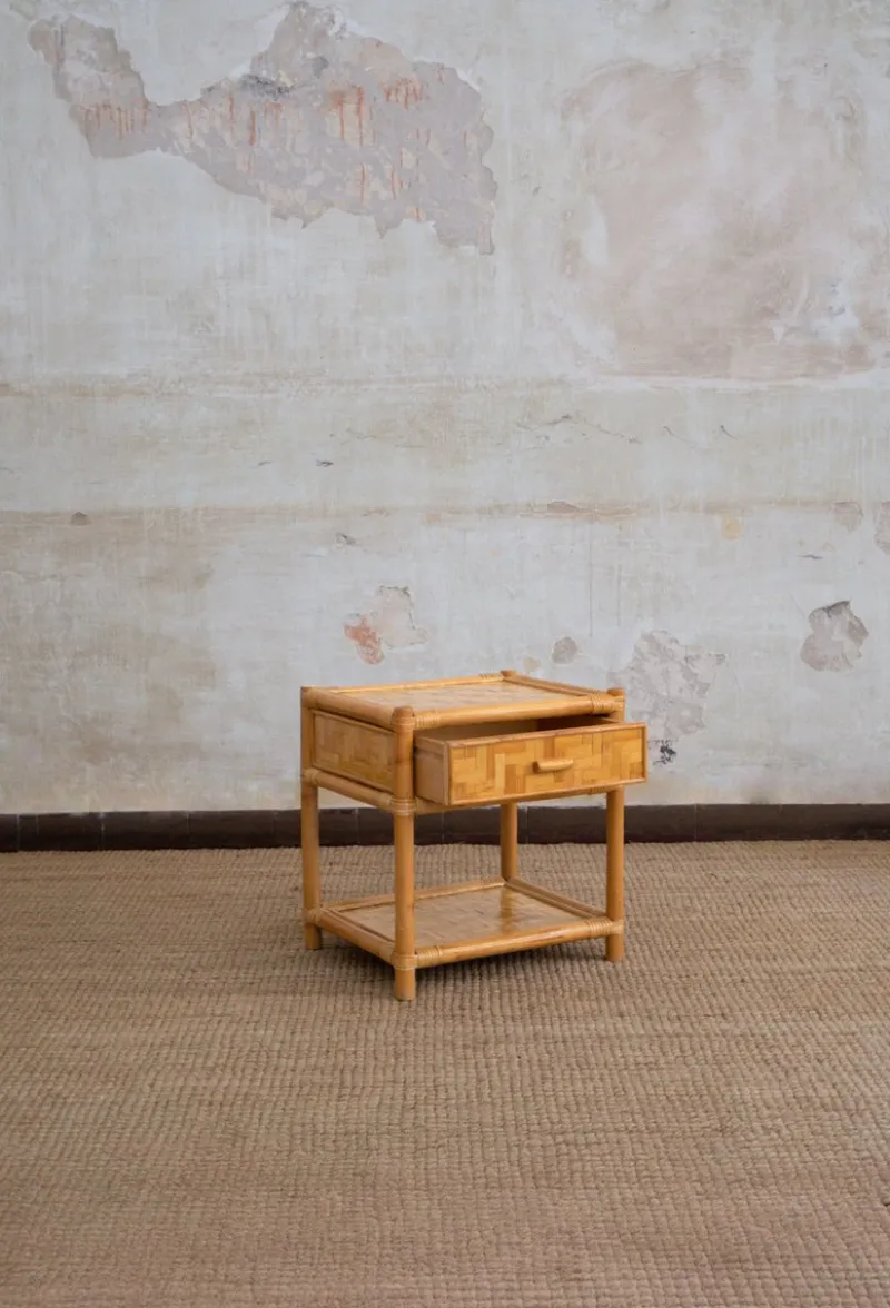 Pamono Nightstands in Pressed Bamboo, 1970s, Set of 2> Nightstands