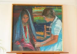Pamono Nils Forsberg, Two Women, 1950s, Oil on Canvas, Framed> Mid-Century|Painting