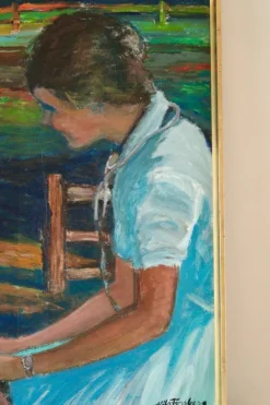 Pamono Nils Forsberg, Two Women, 1950s, Oil on Canvas, Framed><noscript><img width=