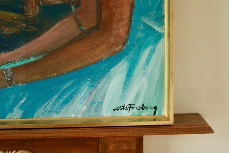 Pamono Nils Forsberg, Two Women, 1950s, Oil on Canvas, Framed> Mid-Century|Painting