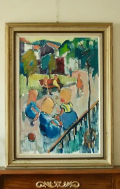 Pamono Nils Severin, Park View, Mid-20th Century, Oil on Canvas, Framed> Mid-Century