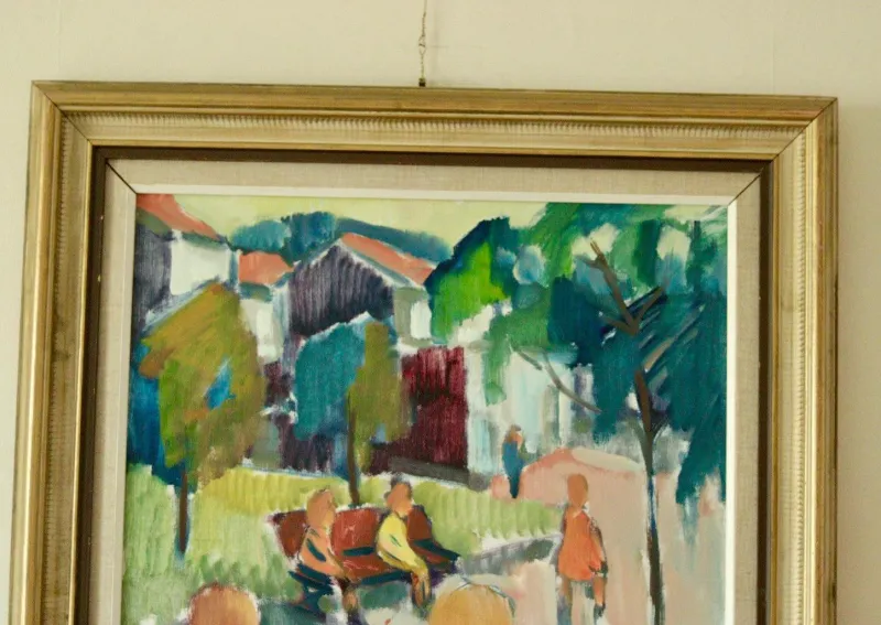 Pamono Nils Severin, Park View, Mid-20th Century, Oil on Canvas, Framed> Mid-Century