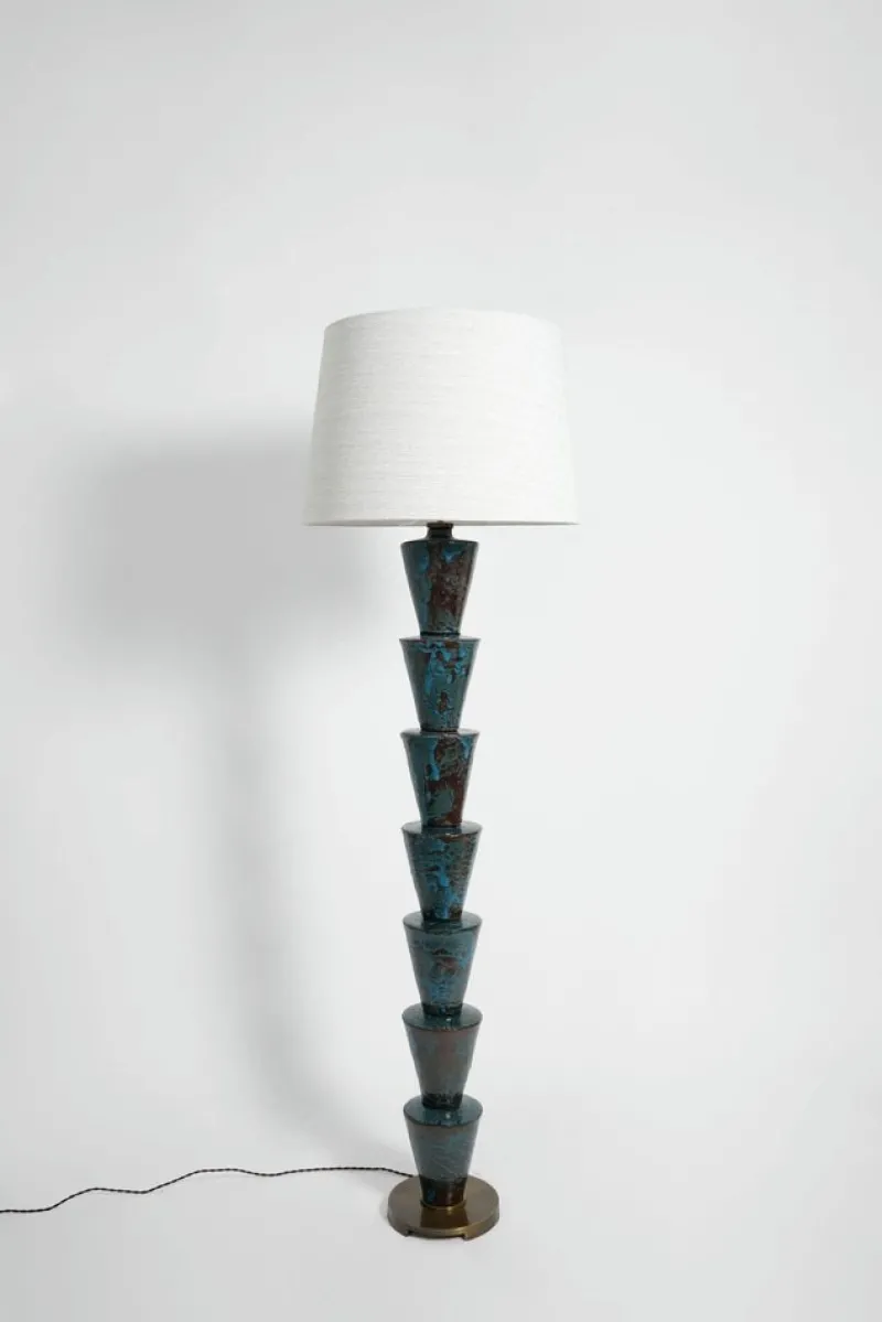 Clearance Pamono Nizwa Blue and Brown Floor Lamp by Barracuda Interiors