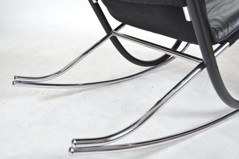 Best Pamono Nonna Rocking Chair in Chrome & Leather by Paul Tuttle for Strässle International, Switzerland, 1972