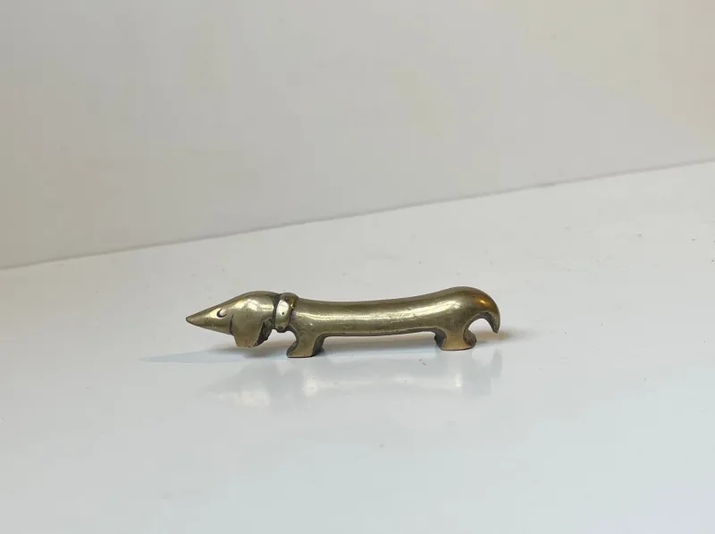 Pamono Noodle Dachshund Bottle Opener in Brass from Bosse, 1950s> Cutlery & Serving Utensils