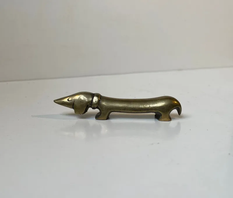 Pamono Noodle Dachshund Bottle Opener in Brass from Bosse, 1950s> Cutlery & Serving Utensils