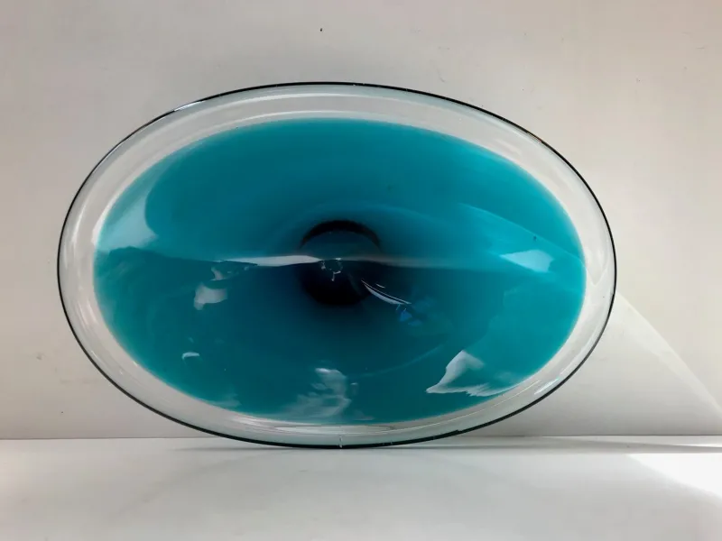 Pamono Norwegian Modern Art Glass Dish by Willy Johansson for Hadeland, 1960s> Bowls