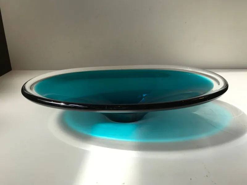 Pamono Norwegian Modern Art Glass Dish by Willy Johansson for Hadeland, 1960s> Bowls