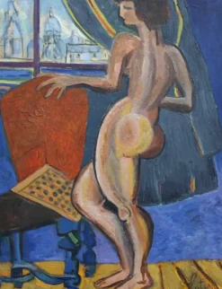 New Pamono Nude at the Window Overlooking Sacré-Coeur by Louis Latapie, 1930s