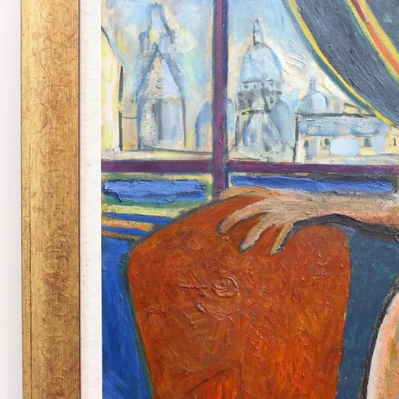 New Pamono Nude at the Window Overlooking Sacré-Coeur by Louis Latapie, 1930s