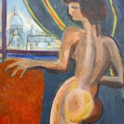 New Pamono Nude at the Window Overlooking Sacré-Coeur by Louis Latapie, 1930s