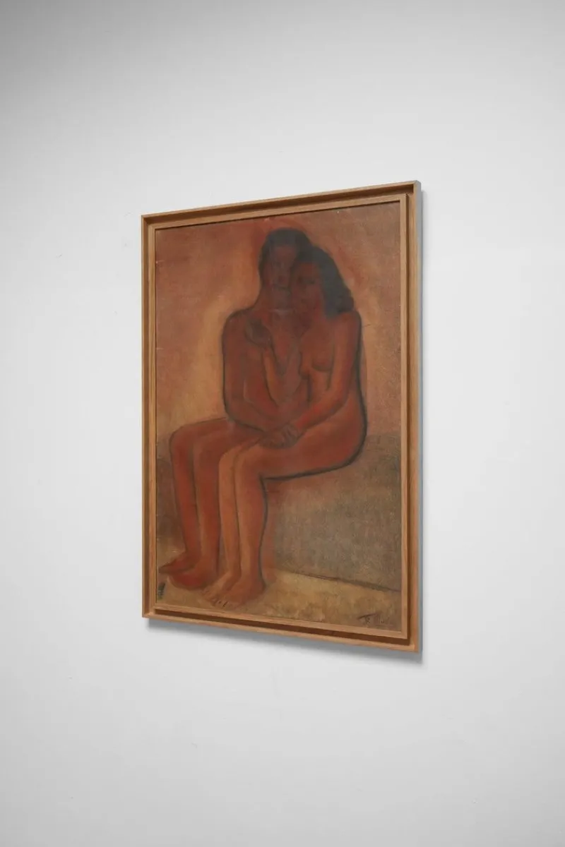 Online Pamono Nude Couple, 1970s, Mixed Media on Paper