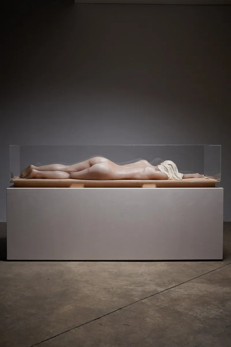 Pamono Nude Lady, 2000s, Wax Figure in Acrylic Glass> Sculpture