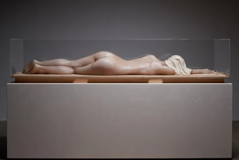 Pamono Nude Lady, 2000s, Wax Figure in Acrylic Glass> Sculpture