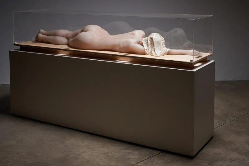 Pamono Nude Lady, 2000s, Wax Figure in Acrylic Glass> Sculpture