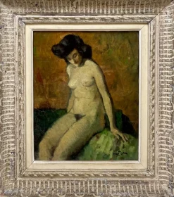 Pamono Nude Model, 1930s-1940s, Oil on Canvas, Framed> Impressionist