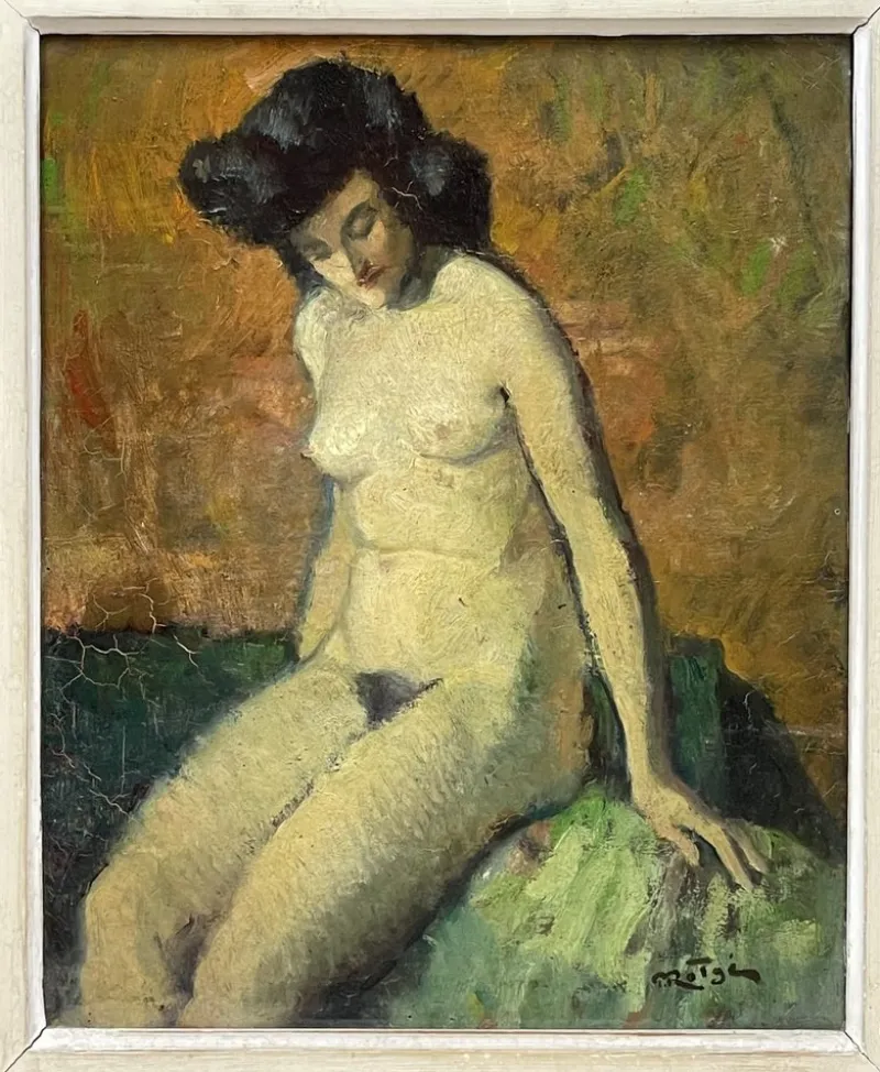 Pamono Nude Model, 1930s-1940s, Oil on Canvas, Framed> Impressionist