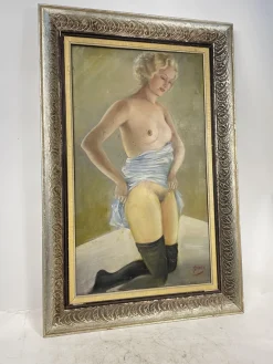 Pamono Nude Portrait of a German Woman, Oil on Canvas, 1920s, Framed> Art Deco