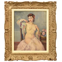 Online Pamono Nude Woman, Oil on Canvas, Framed