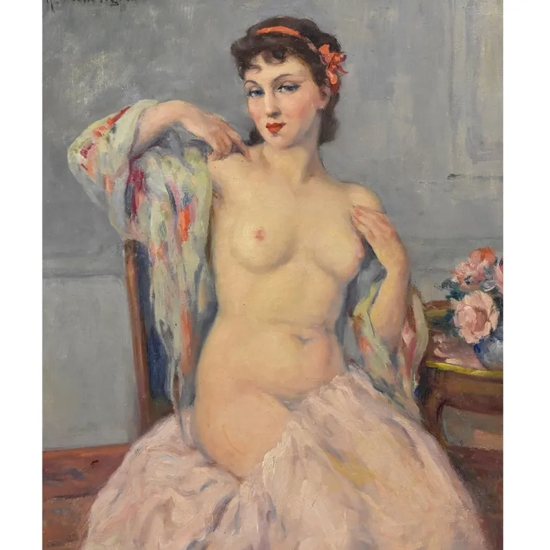 Online Pamono Nude Woman, Oil on Canvas, Framed