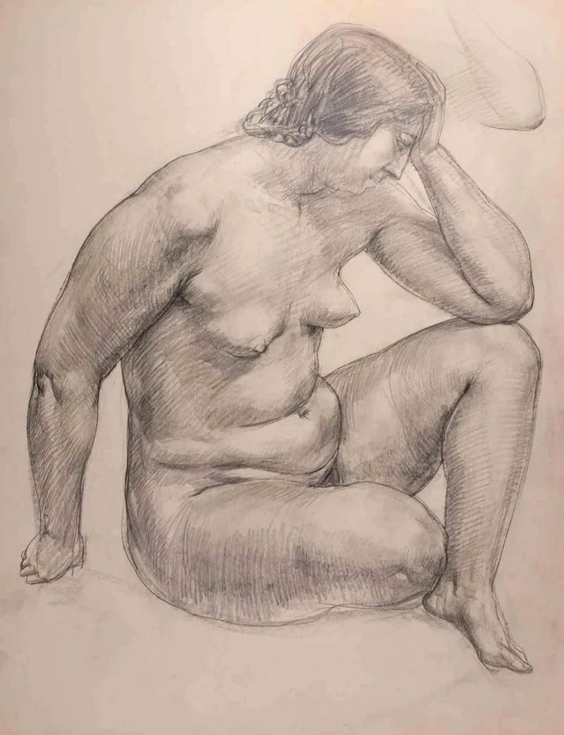 Pamono Nude Woman, Original Drawing, Mid 20th-Century> Mid-Century