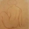 Best Pamono Nude Woman Original Pencil Drawing by Artistide Maillol XIX-XX centuries