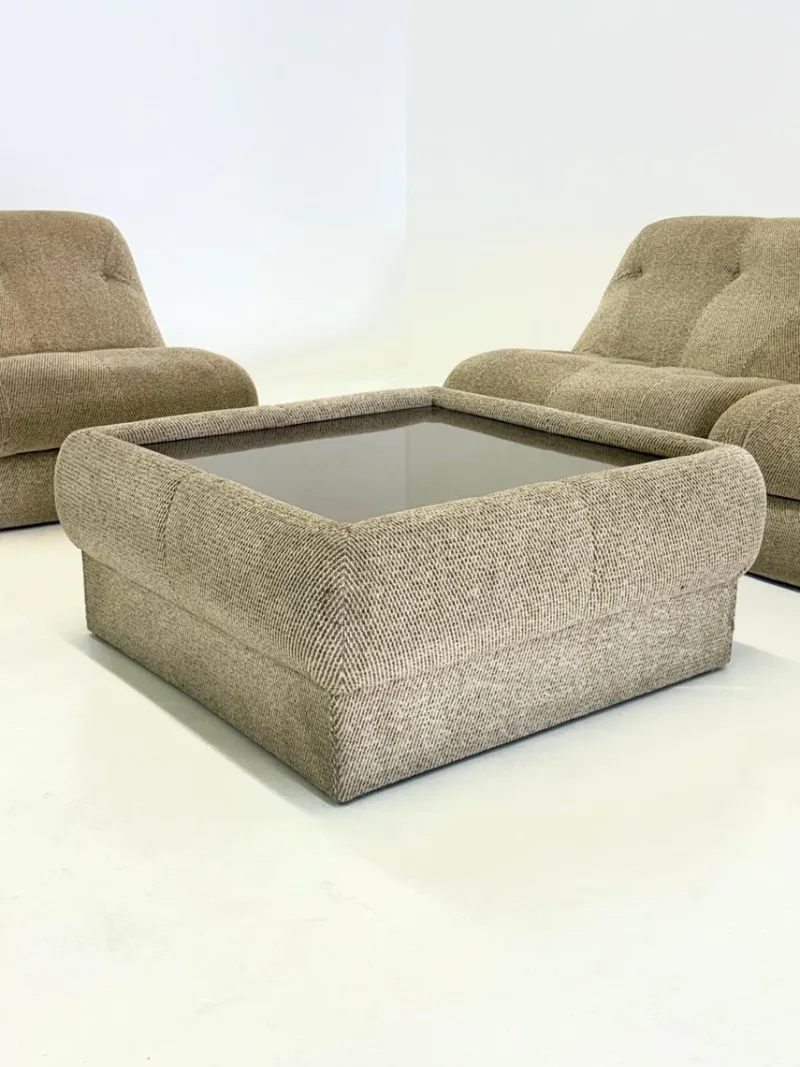 Pamono Nuvolone Modular Lounge Sofa with Coffee Table attributed to Rino Maturi for Mimo Padova, 1970s, Set of 4> Living Room Sets