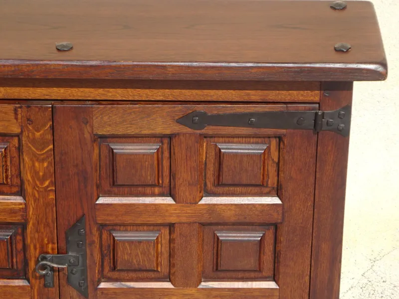 Pamono Oak and Wrought Iron Sideboard, 1950s> Sideboards & Buffets