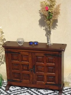 Pamono Oak and Wrought Iron Sideboard, 1950s><noscript><img width=