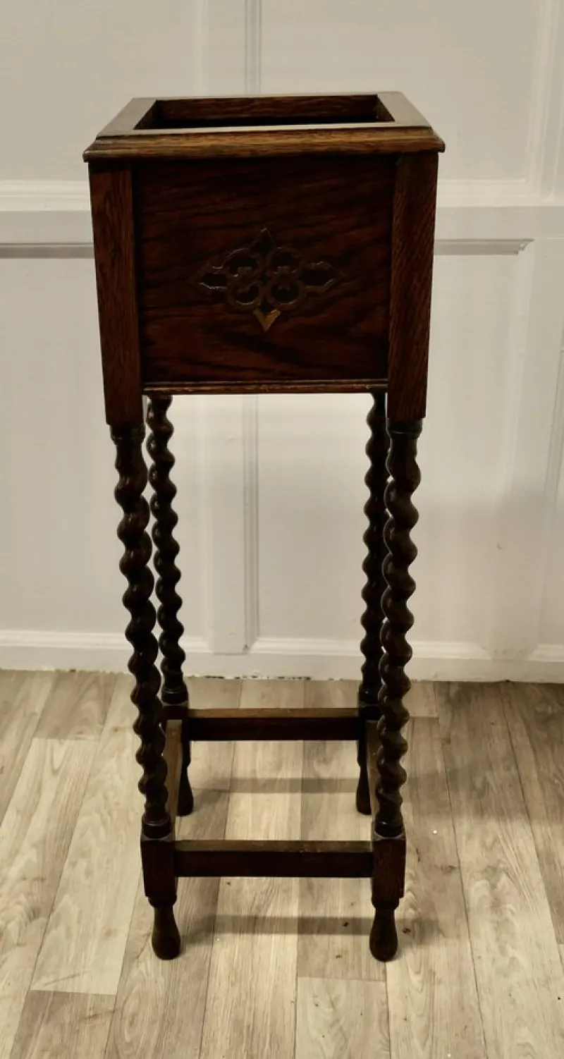 Pamono Oak Barley Twist Planter, 1890s> Planters And Jardiniere