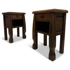 Pamono Oak Bedside Tables in the style of Olavi Hänninen, 1960s, Set of 2> Nightstands