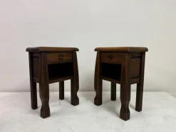 Pamono Oak Bedside Tables in the style of Olavi Hänninen, 1960s, Set of 2><noscript><img width=