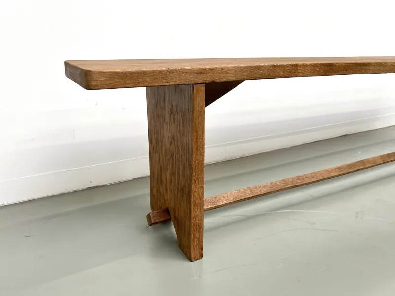 Hot Pamono Oak Bench, France, 1950s