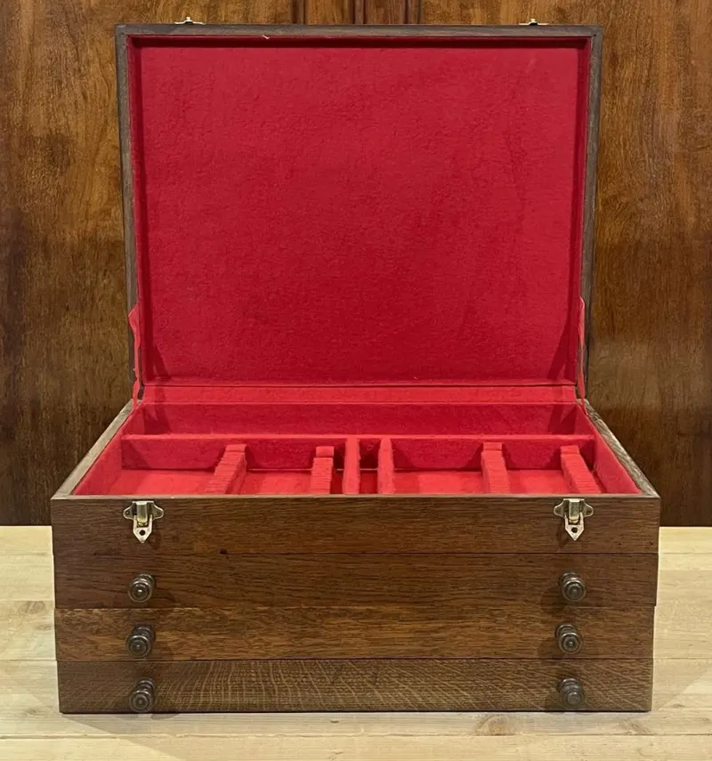 Online Pamono Oak Cutlery Box, 1950s