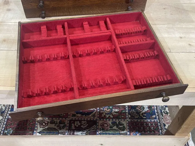Online Pamono Oak Cutlery Box, 1950s