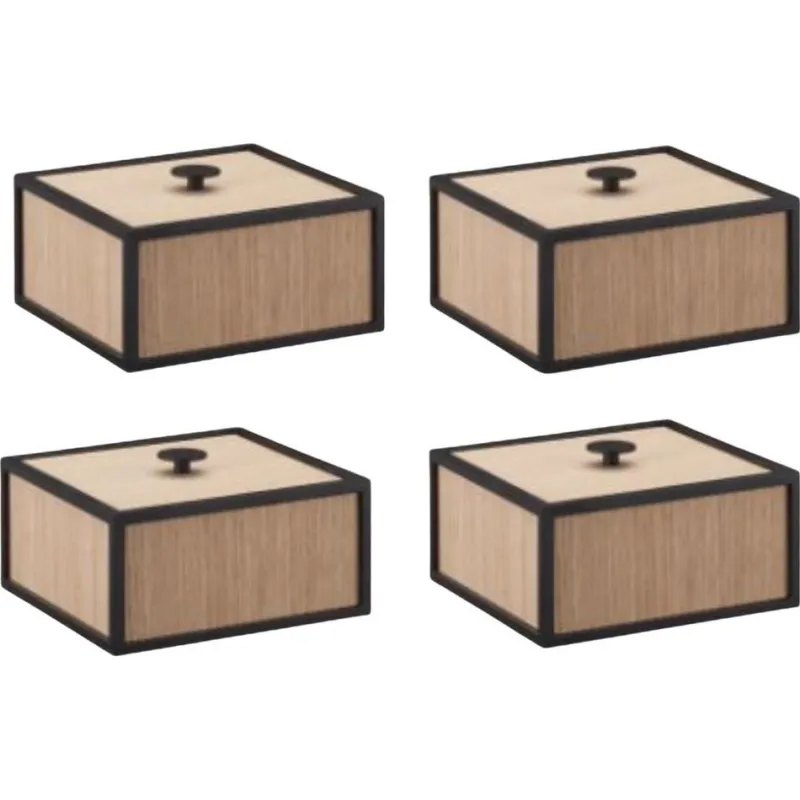 Pamono Oak Frame Boxes by Lassen, Set of 4> Trunks, Crates & Baskets