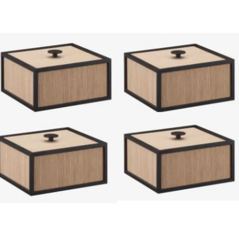 Pamono Oak Frame Boxes by Lassen, Set of 4> Trunks, Crates & Baskets