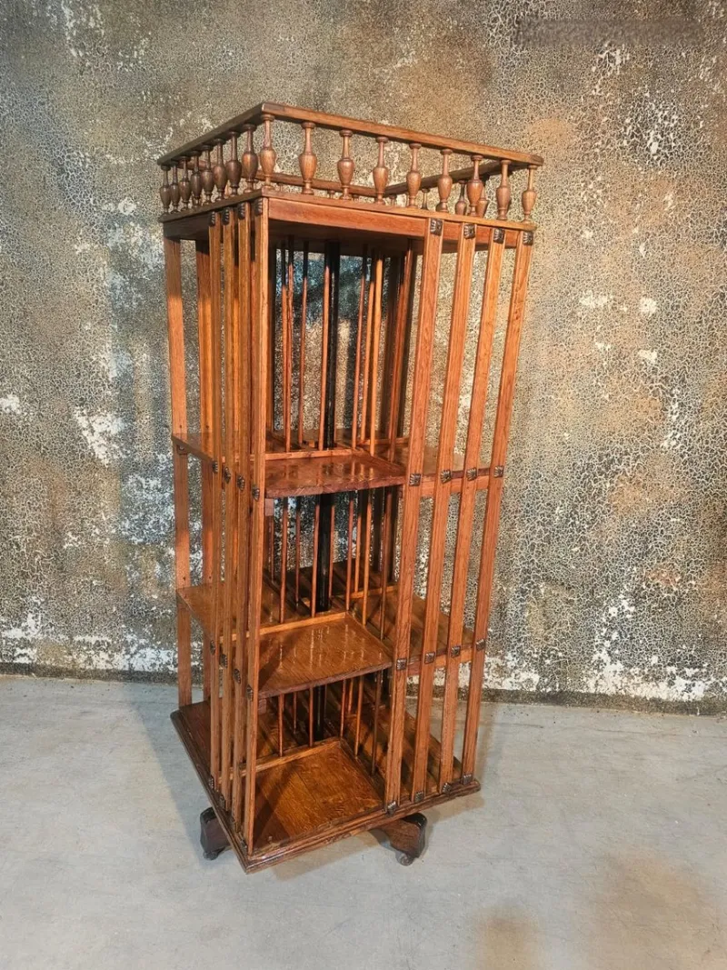 Online Pamono Oak Rotating Bookcase, 1920s