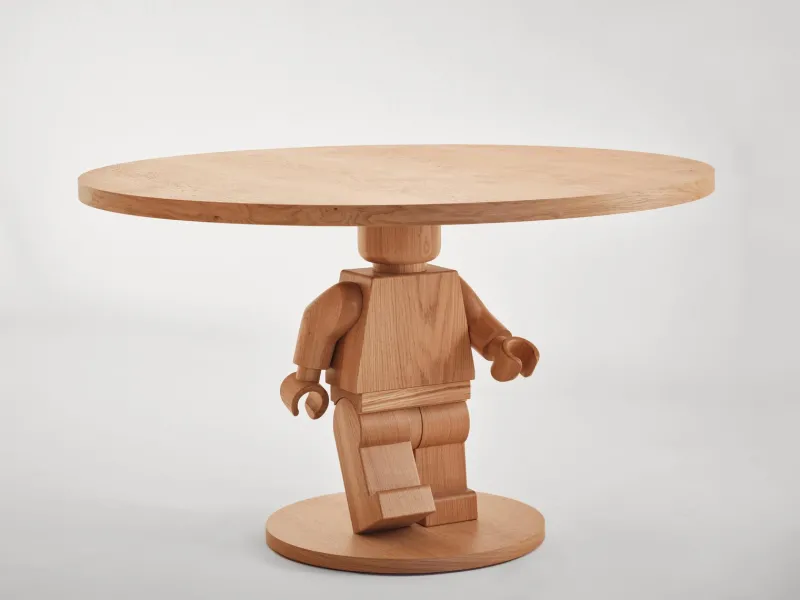 Pamono Oak Round Lego Sculpture Base Dining Table by Interni for SoShiro> Tables