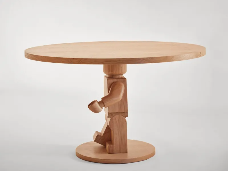 Pamono Oak Round Lego Sculpture Base Dining Table by Interni for SoShiro> Tables