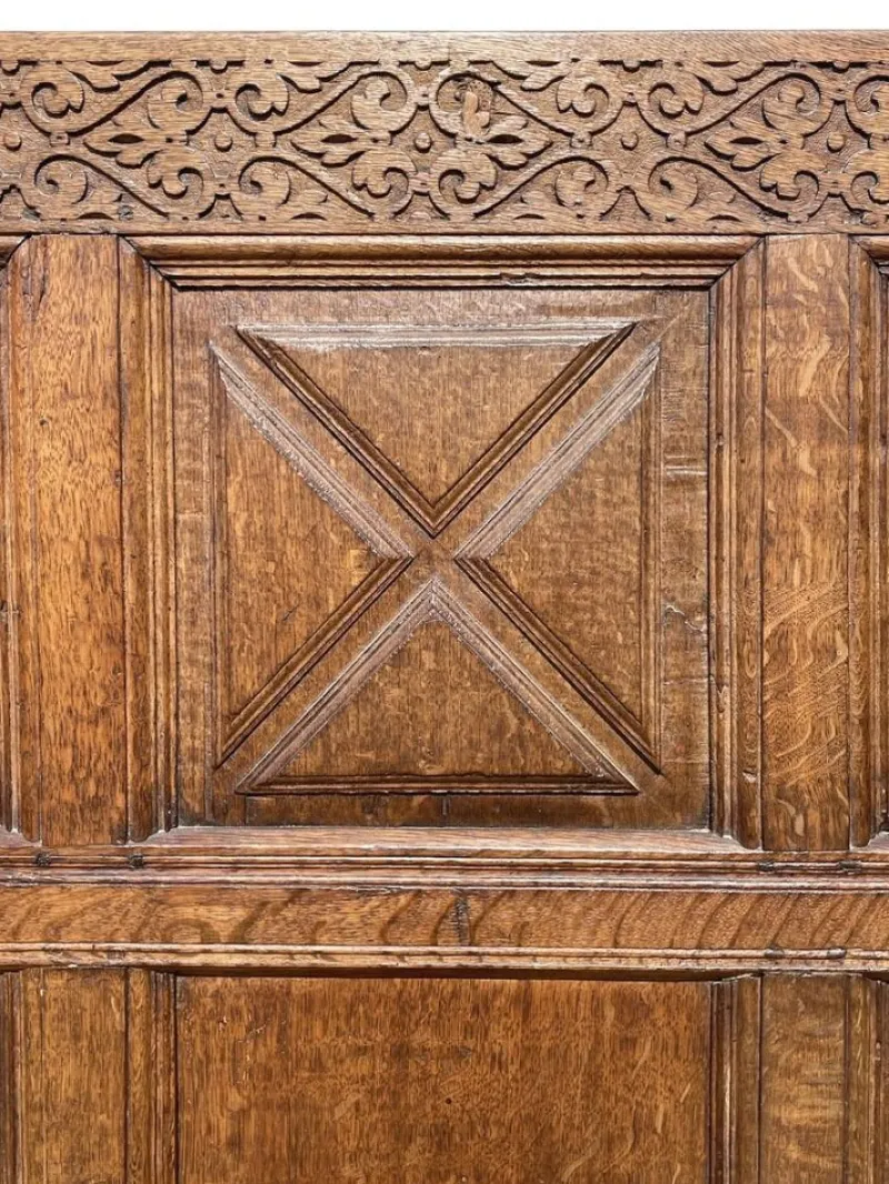 Online Pamono Oak Storage Bench, 19th Century