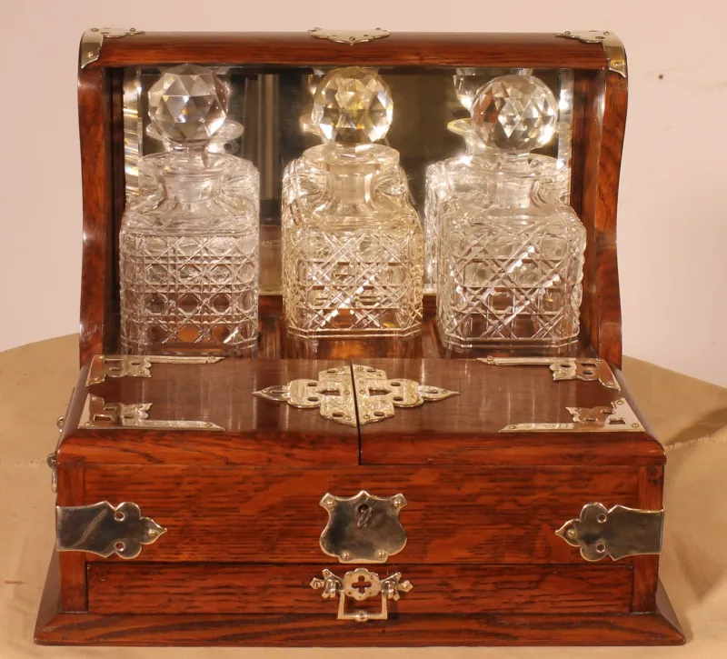 Clearance Pamono Oak Tantalus Whiskey Cellar, Set of 3