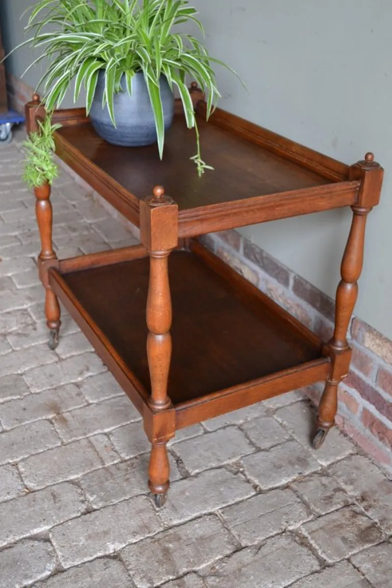Pamono Oak Wooden Tea Trolley> Serving Bar Carts & Trolleys