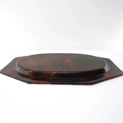 Pamono Octagonal Faux Tortoiseshell Tray with Round Plates attributed to Dior, 1970s, Set of 5><noscript><img width=