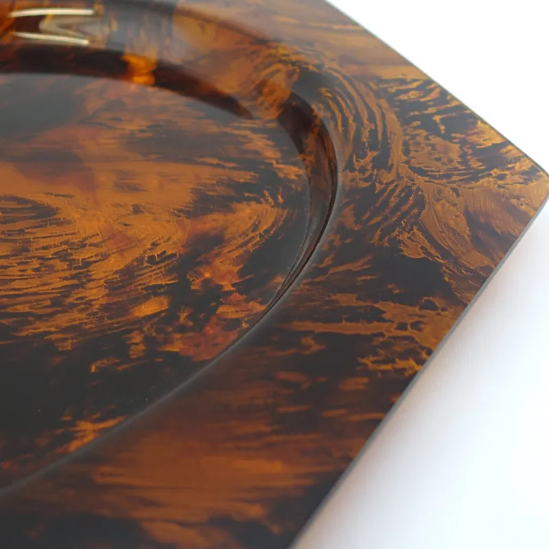 Pamono Octagonal Faux Tortoiseshell Tray with Round Plates attributed to Dior, 1970s, Set of 5> Trays