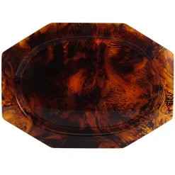 Pamono Octagonal Faux Tortoiseshell Tray with Round Plates attributed to Dior, 1970s, Set of 5><noscript><img width=