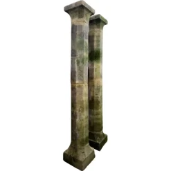 Pamono Octagonal Section Limestone Columns, 1800s, Set of 2> Pedestals And Columns