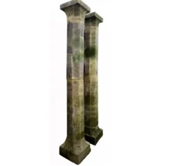 Pamono Octagonal Section Limestone Columns, 1800s, Set of 2> Pedestals And Columns