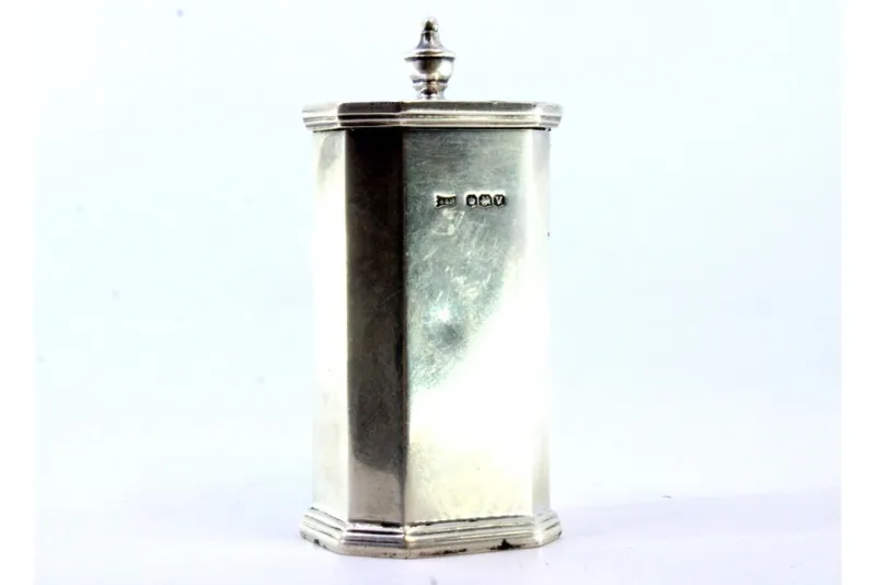 Clearance Pamono Octagonal Silver Salt Shaker with Removable Lid Knob